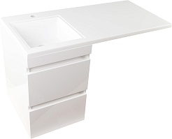 Style Line Тумба с раковиной подвесная Даллас 100 L Люкс, белая PLUS эмаль – фотография-2